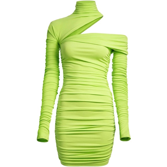Mugler H&M Gathered One-Shoulder Mini Dress - Picture 2 of 5